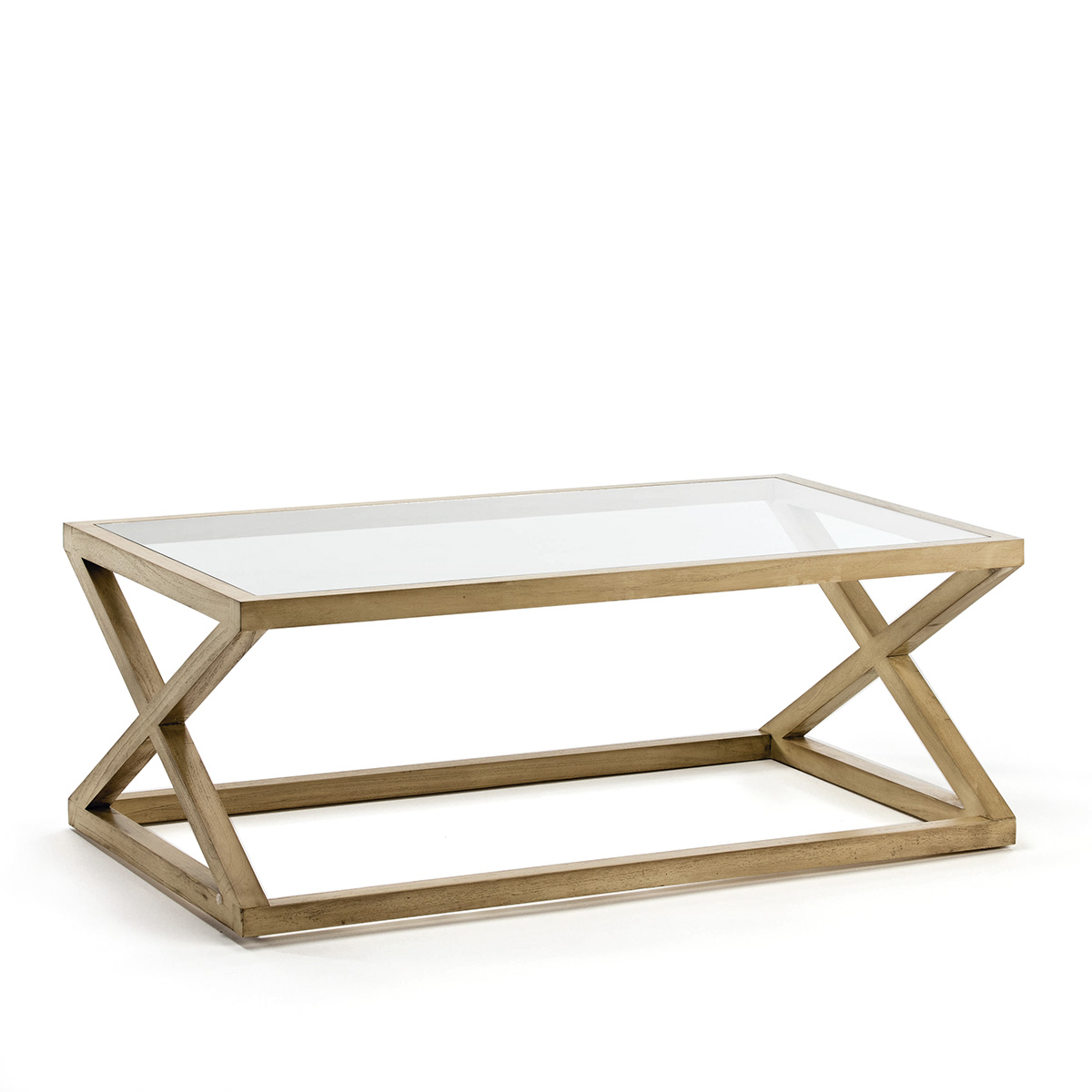 Mesa de Centro 120x70x45 Cristal/Madera Blanco Velado