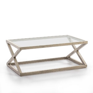 Mesa de centro 120x70x45 Cristal/Madera Gris Velado