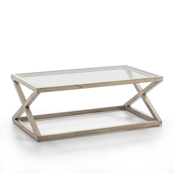 Mesa de centro 120x70x45 Cristal/Madera Gris Velado