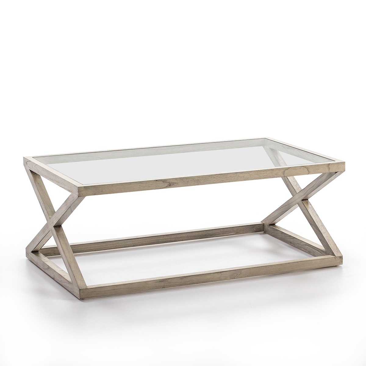 Mesa de centro 120x70x45 Cristal/Madera Gris Velado
