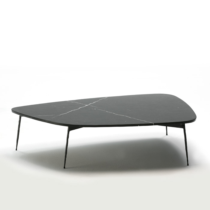 Mesa de Centro 120x85x30 Metal/Mármol Negro Mate