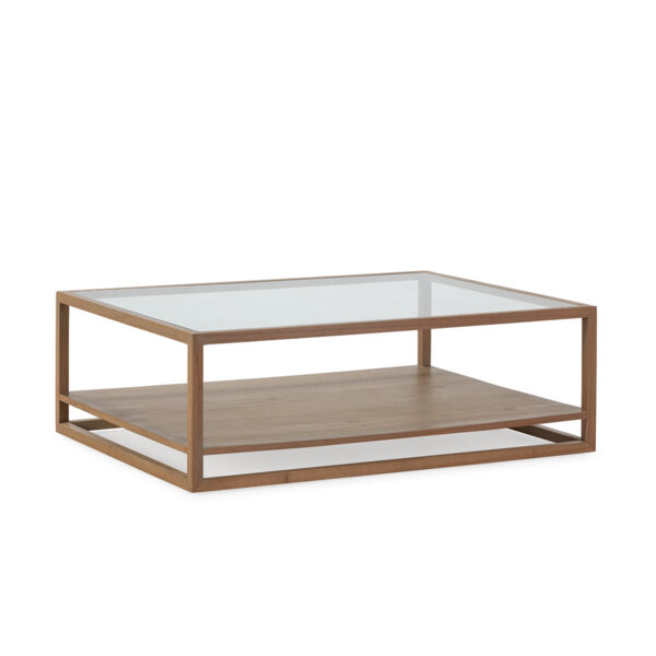 Mesa de Centro 120x90x40 Madera de Cedro/Cristal -- Natural