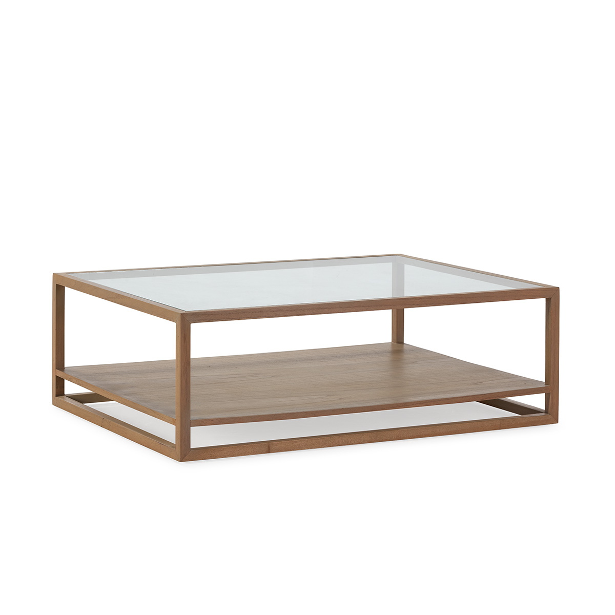 Mesa de Centro 120x90x40 Madera de Cedro/Cristal -- Natural