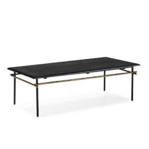 Mesa de Centro 122x61x37 Mármol Negro/Hierro Dorado Antique/Negro