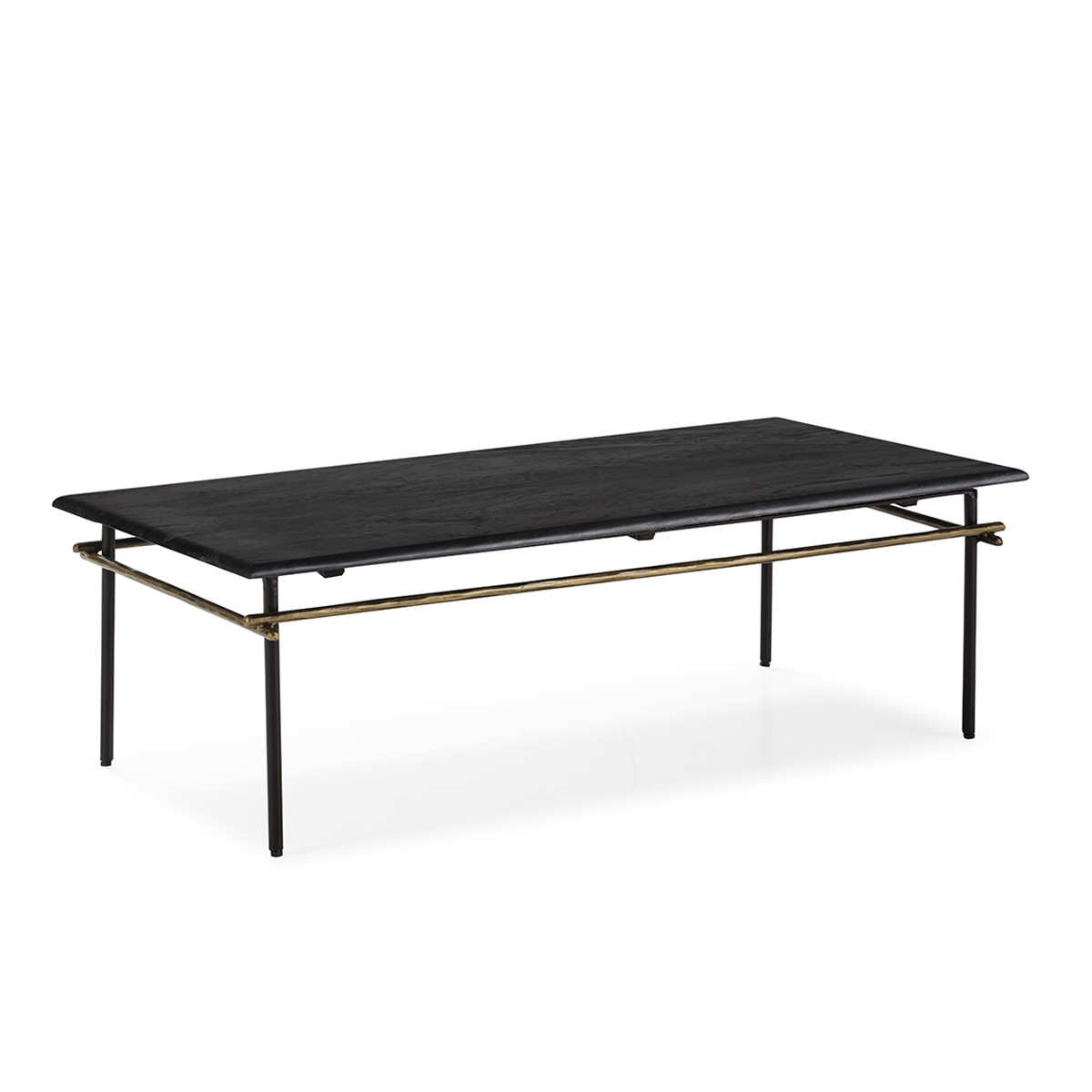 Mesa de Centro 122x61x37 Mármol Negro/Hierro Dorado Antique/Negro
