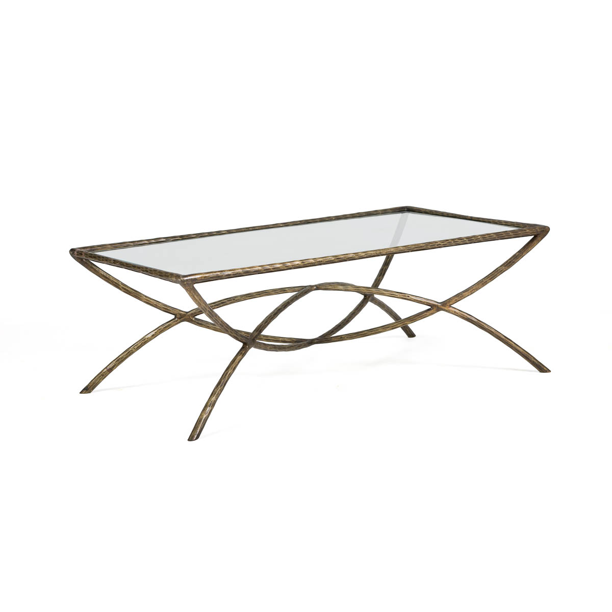 Mesa de Centro 127x71x43 Cristal/Metal -- Dorado Antique