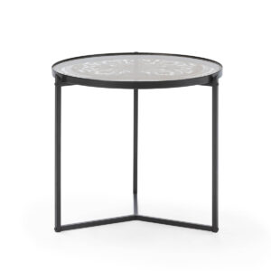 Mesa de Centro 50x50x42 Cristal/Metal Dorado/Negro