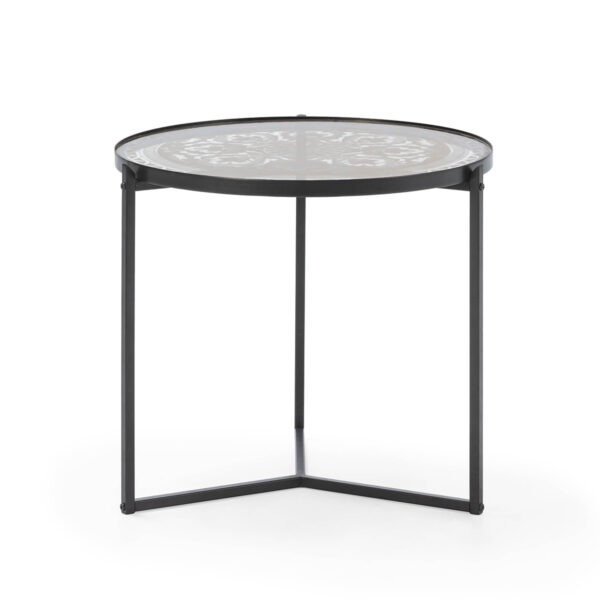 Mesa de Centro 50x50x42 Cristal/Metal Dorado/Negro