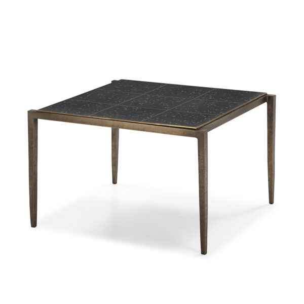 Mesa de Centro 65x59x41 Hierro Dorado Antique/Terrazo Epoxi Negro