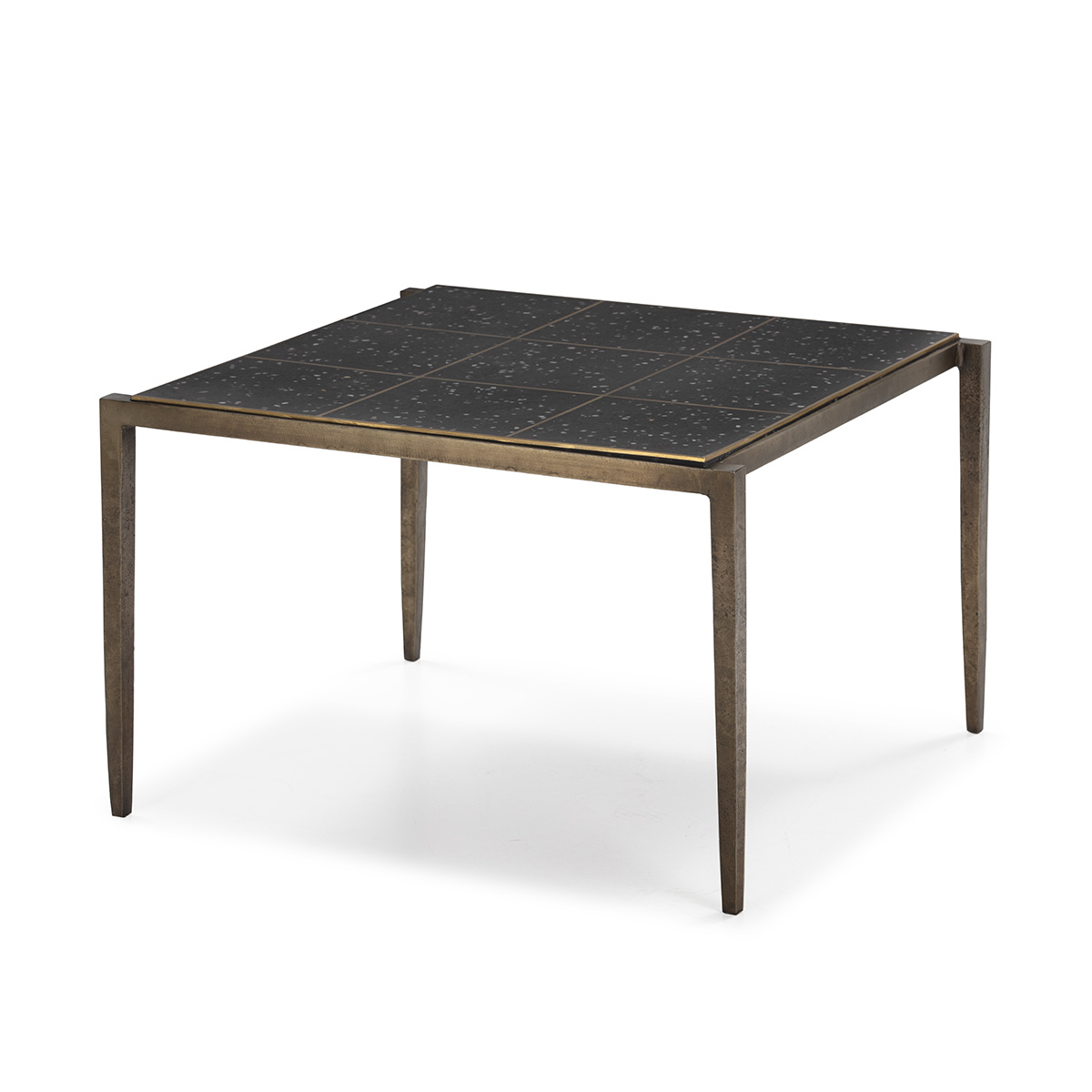 Mesa de Centro 65x59x41 Hierro Dorado Antique/Terrazo Epoxi Negro