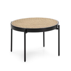 Mesa de Centro 66x66x40 Ratán/Metal Negro