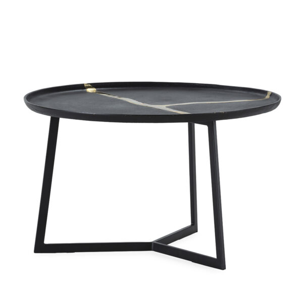 Mesa de Centro 72x72x44 Aluminio/Metal -- Negro/Dorado