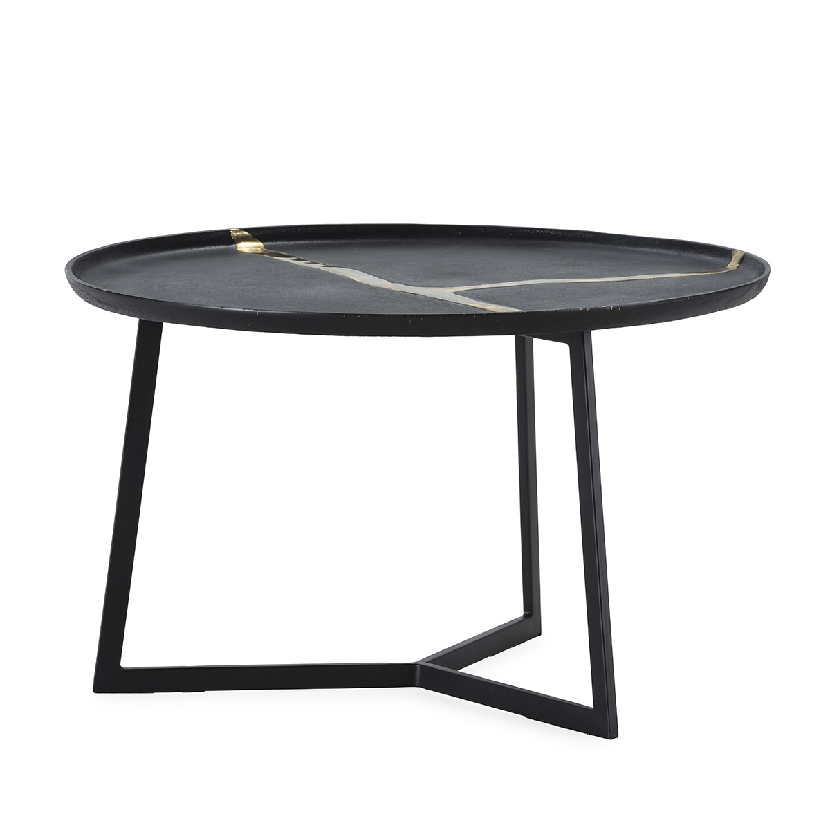 Mesa de Centro 72x72x44 Aluminio/Metal -- Negro/Dorado