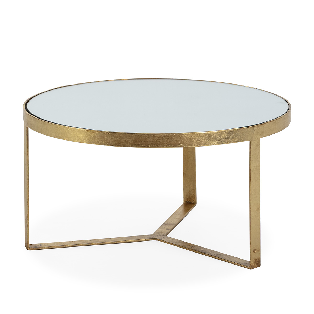 Mesa de Centro 76x76x40 Metal/Espejo Dorado