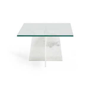 Mesa de Centro 76x76x45 Cristal/Mármol -- Blanco
