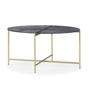 Mesa de Centro 78x78x40 Cristal/Metal -- Arenado Azul/Dorado