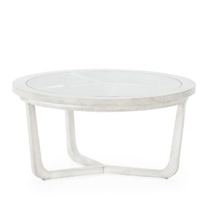 Mesa de Centro 80x80x40 Madera de Cedro/Cristal -- Gris Velado