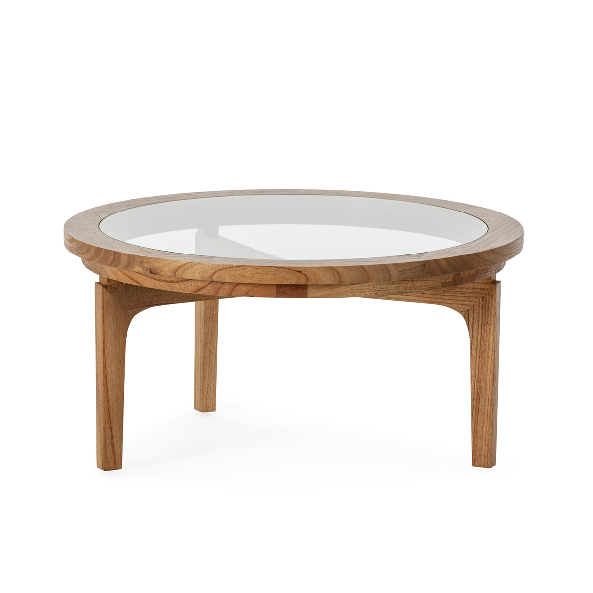 Mesa de Centro 80x80x40 Madera de Cedro/Cristal -- Natural