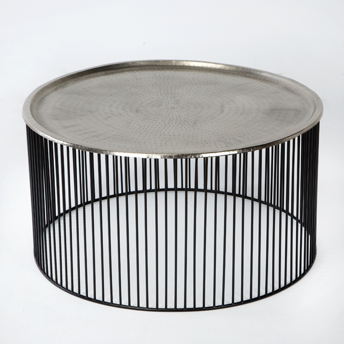 Mesa de Centro 80x80x42 Hierro Negro/Plata
