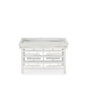 Mesa de Centro 80x80x45 Bambú/Ratán -- Blanco