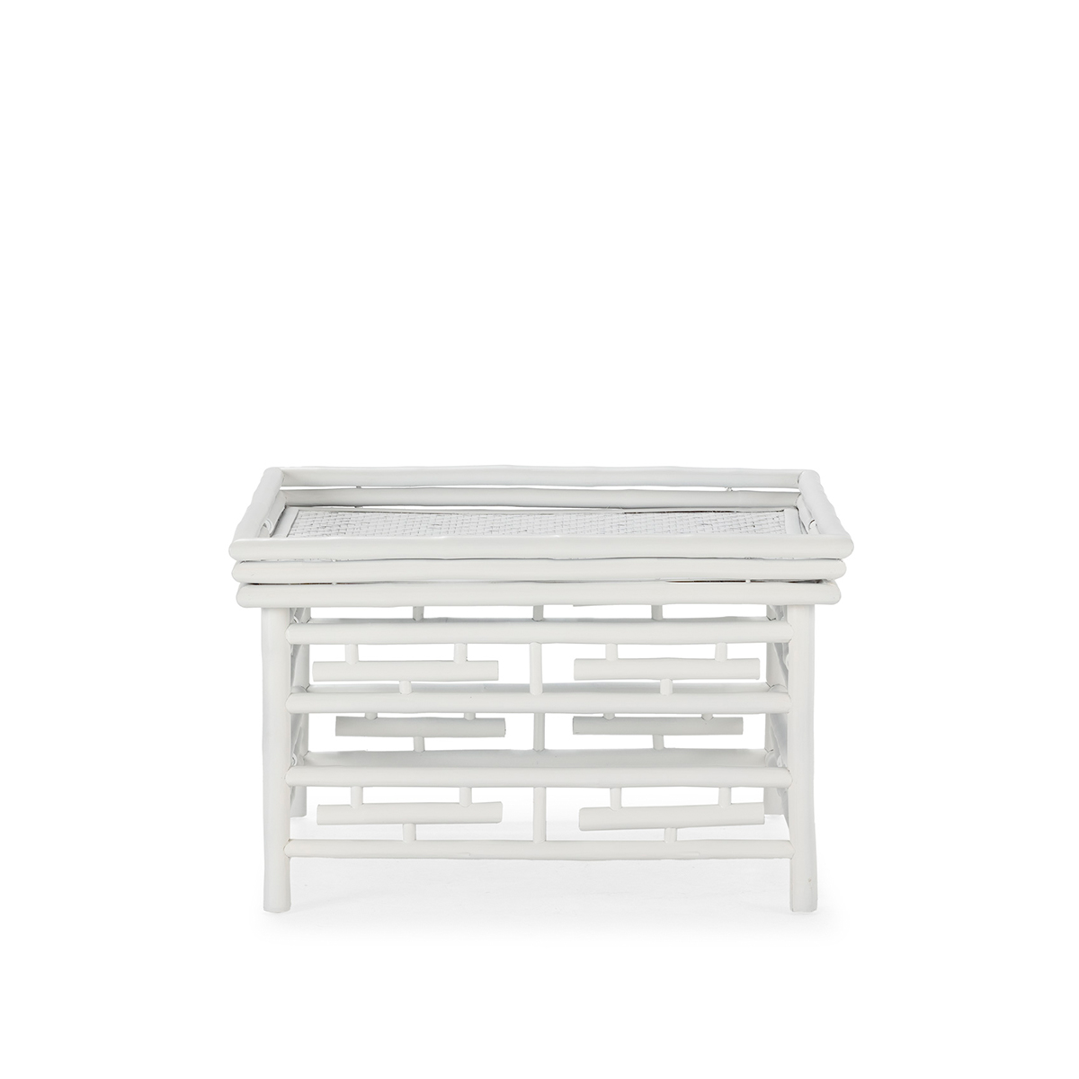 Mesa de Centro 80x80x45 Bambú/Ratán -- Blanco