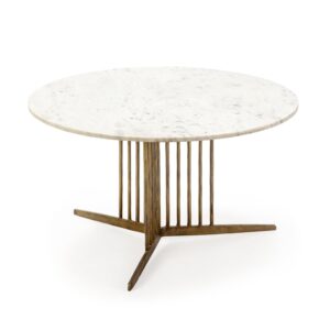 Mesa de Centro 81x81x46 Metal/Mármol Dorado Antique/Blanco