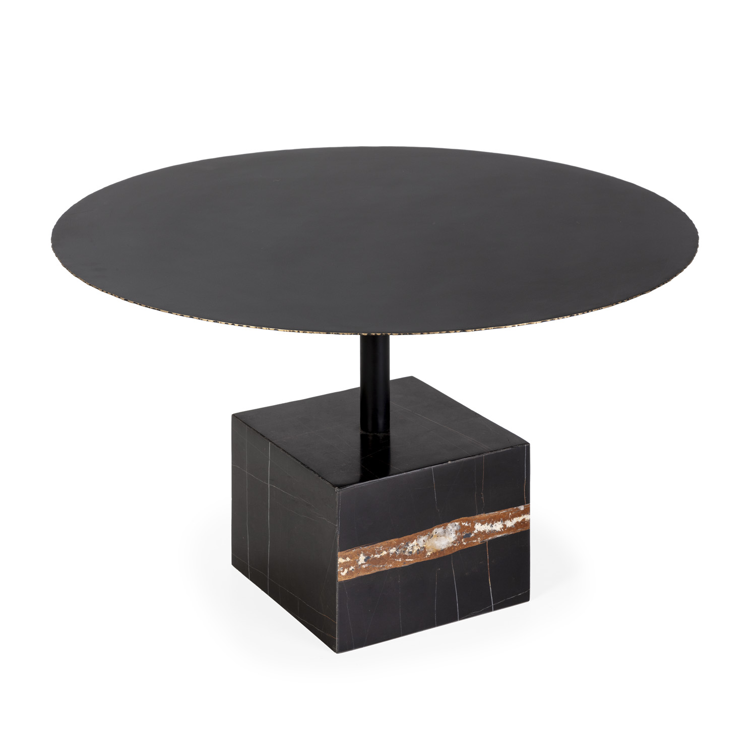 Mesa de Centro 81x81x47 Metal/Mármol Negro/Dorado