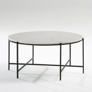 Mesa de Centro 86x41 Metal Negro/Mármol Blanco