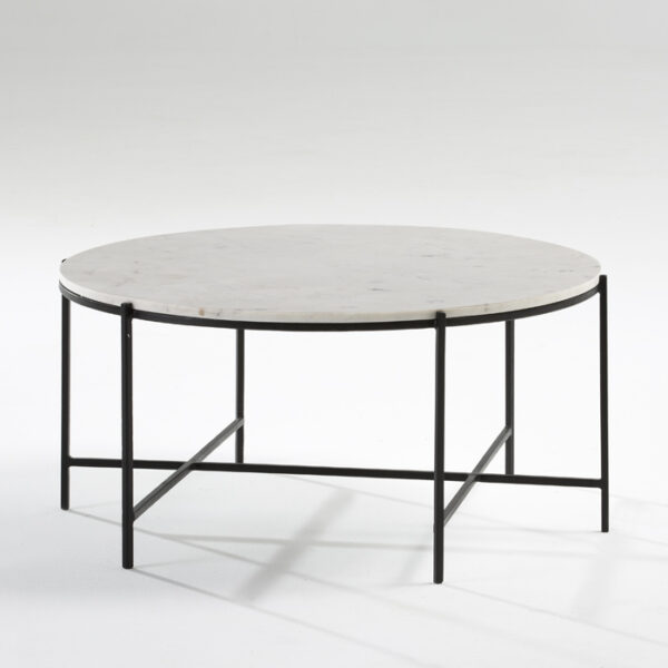 Mesa de Centro 86x41 Metal Negro/Mármol Blanco
