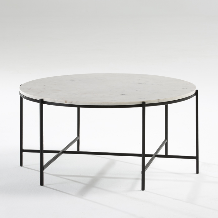 Mesa de Centro 86x41 Metal Negro/Mármol Blanco