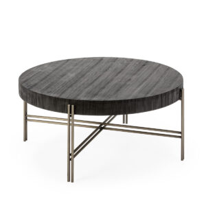 Mesa de Centro 86x86x47 Madera/Metal Negro/Niquel