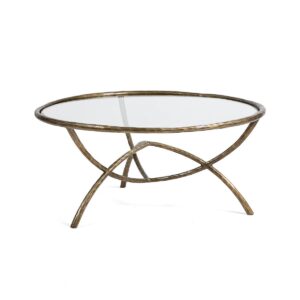 Mesa de Centro 91x91x43 Cristal/Metal -- Dorado Antique