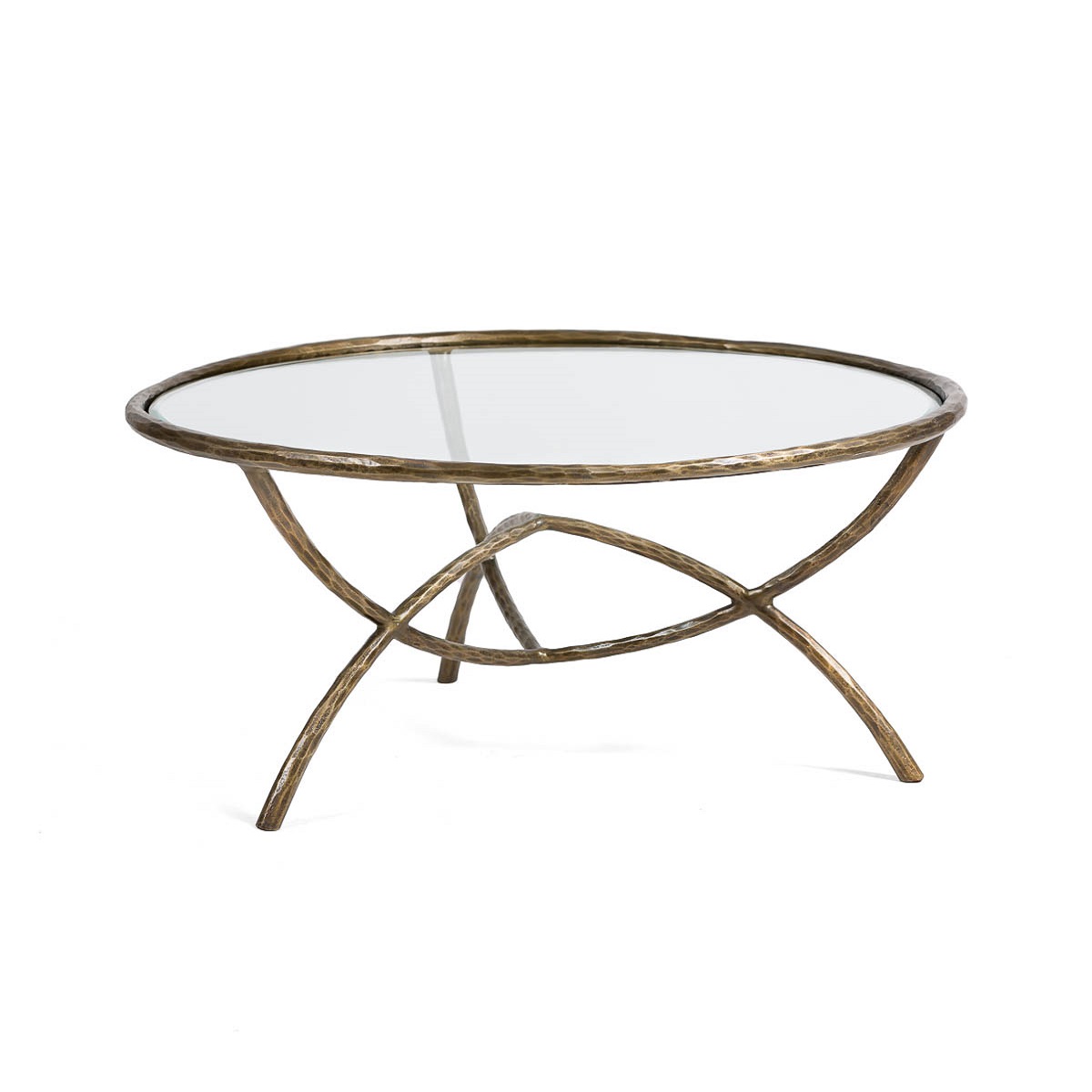 Mesa de Centro 91x91x43 Cristal/Metal -- Dorado Antique