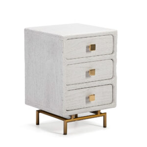 Mesita de Noche 42x40x60 Metal Dorado/Madera Blanco