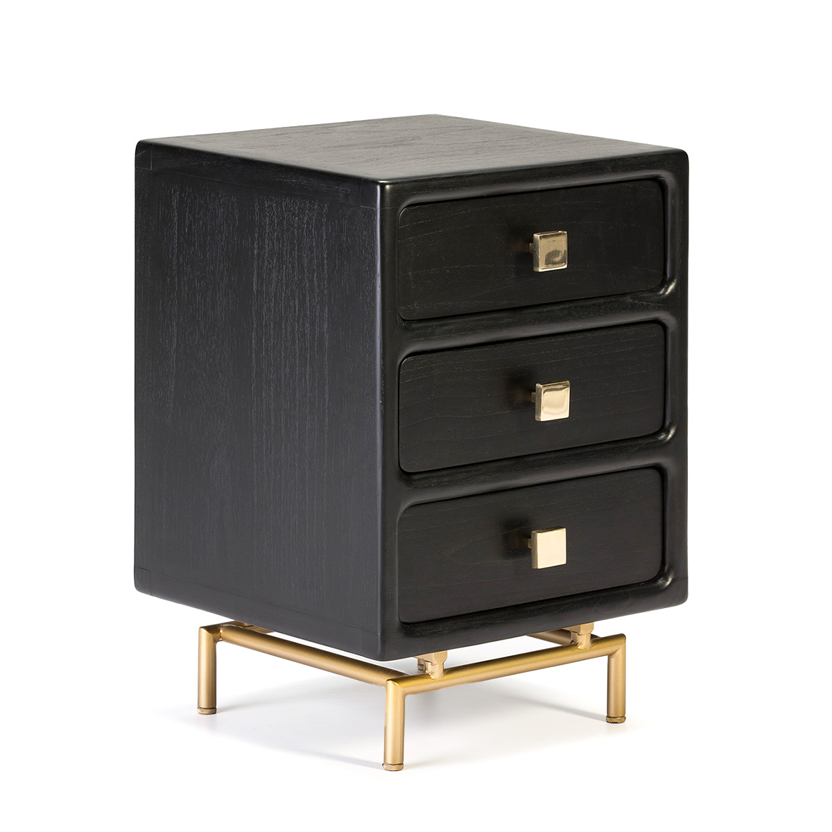 Mesita de Noche 42x40x60 Metal Dorado/Madera Negro