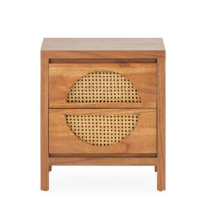 Mesita de Noche 45x35x51 Madera de Cedro/Ratán -- Natural