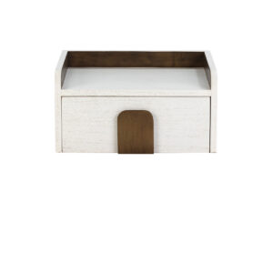Mesita de Noche 46x41x24 Madera de Cedro Blanco/Dorado