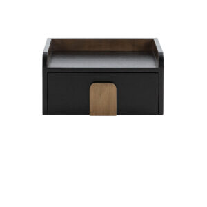 Mesita de Noche 46x41x24 Madera de Cedro/Metal Negro/Dorado