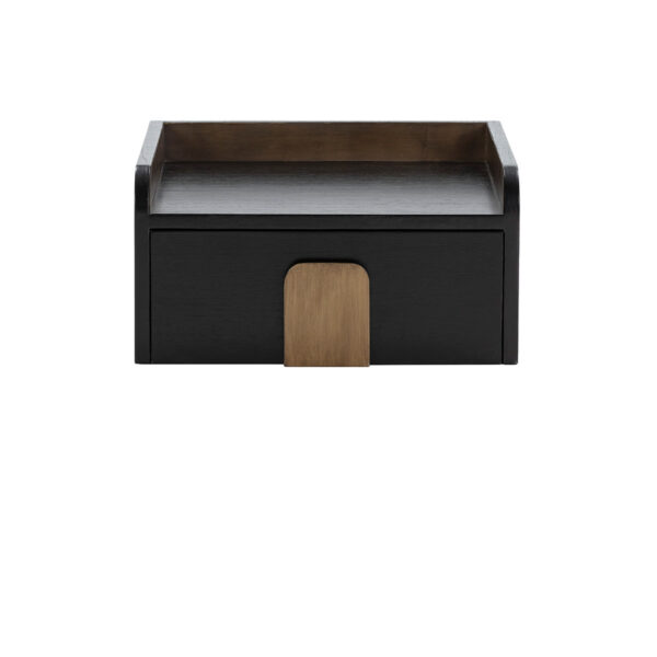 Mesita de Noche 46x41x24 Madera de Cedro/Metal Negro/Dorado