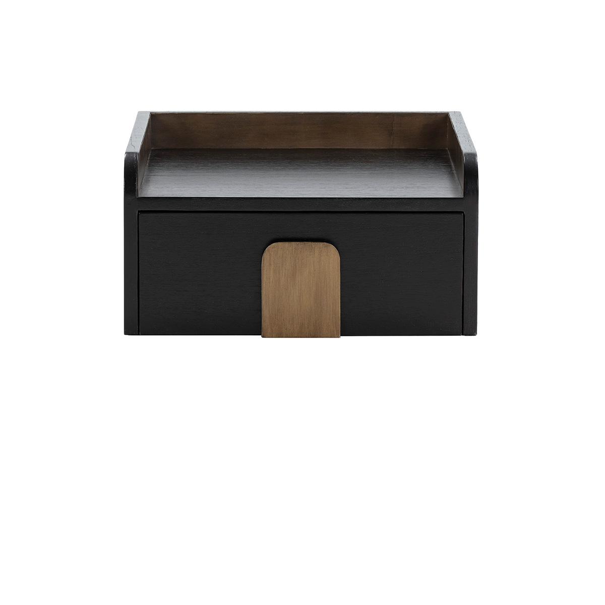 Mesita de Noche 46x41x24 Madera de Cedro/Metal Negro/Dorado