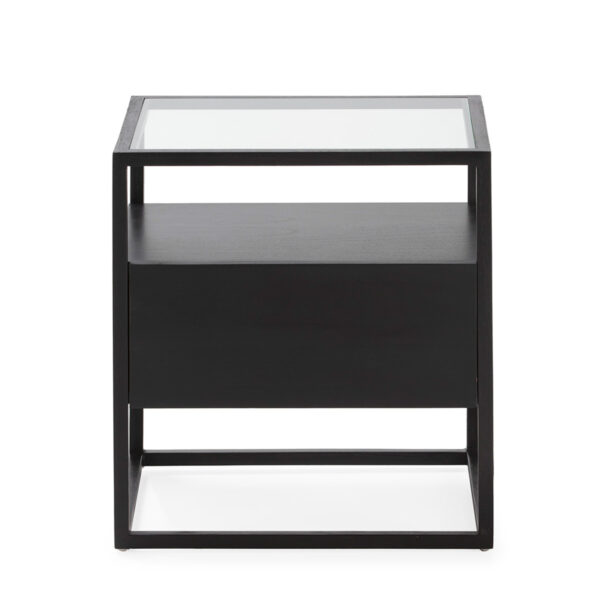 Mesita de Noche 50x40x55 Cristal/Madera Negro