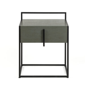 Mesita de Noche 50x40x60 Madera de Cedro/Metal -- Gris/Negro