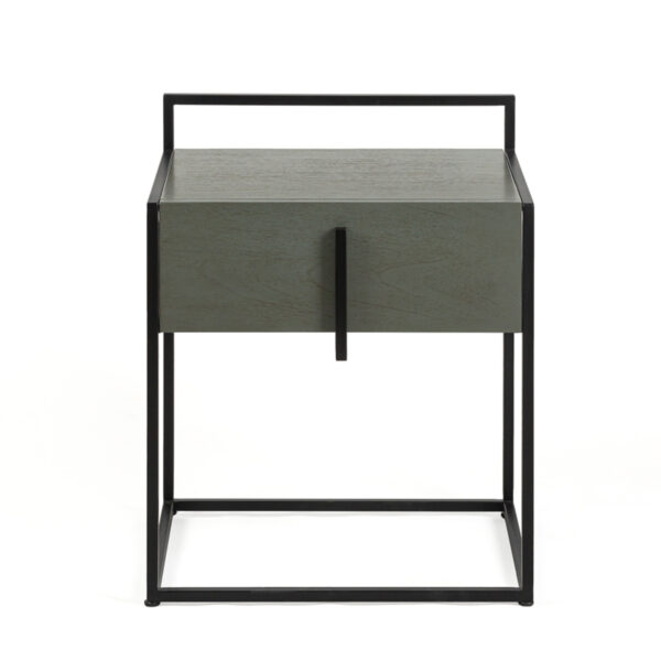 Mesita de Noche 50x40x60 Madera de Cedro/Metal -- Gris/Negro