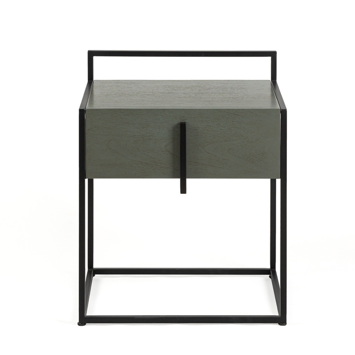 Mesita de Noche 50x40x60 Madera de Cedro/Metal -- Gris/Negro