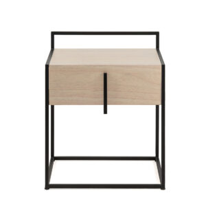 Mesita de Noche 50x40x60 Madera de Cedro/Metal -- Natural/Negro