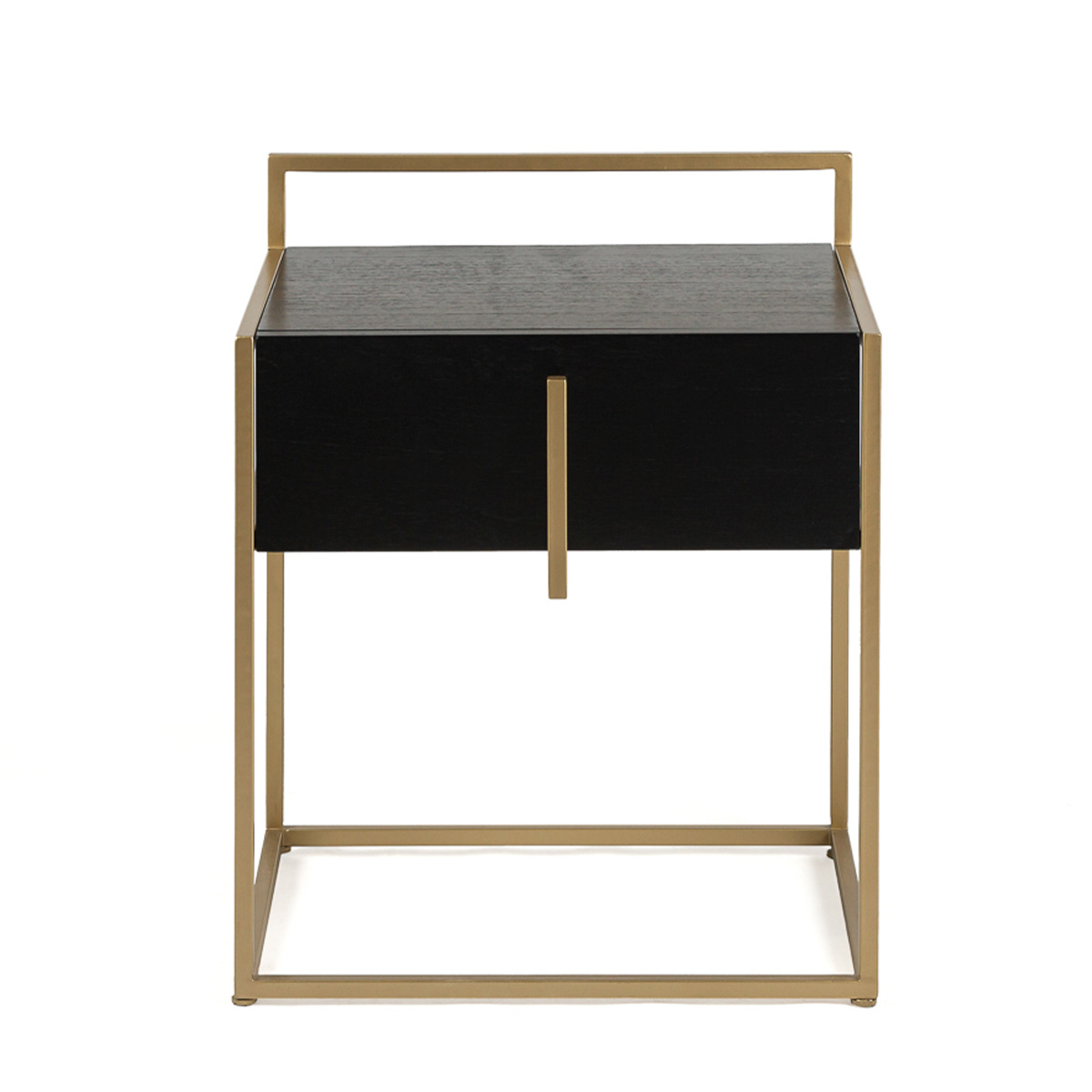 Mesita de Noche 50x40x60 Madera de Cedro/Metal -- Negro/Dorado