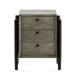 Mesita de Noche 50x40x61 Madera Gris/Negro