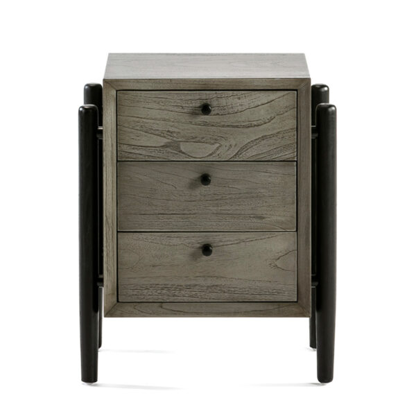 Mesita de Noche 50x40x61 Madera Gris/Negro