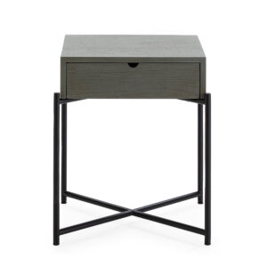 Mesita de Noche 50x40x62 Madera Mindi/Metal Gris/Negro