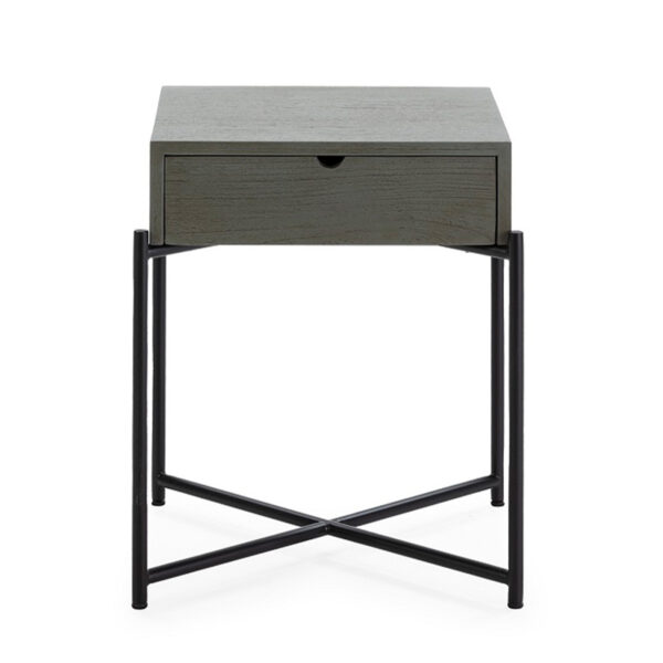 Mesita de Noche 50x40x62 Madera Mindi/Metal Gris/Negro